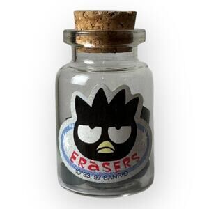 Rare Vintage 1997 Sanrio Bad Badtz Maru Penguin Corked Glass Bottle of Erasers